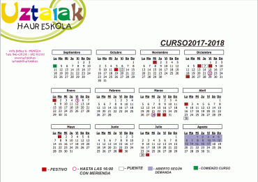 CALENDARIO ESCOLAR 2017-2018